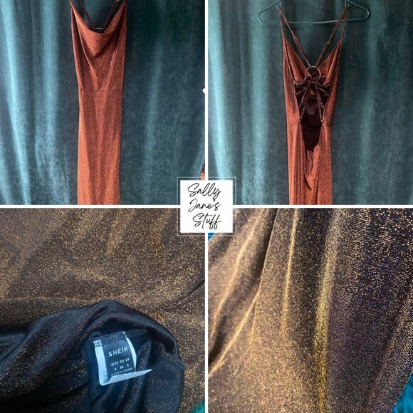 SOLD - Lot of 4 SHEIN Dresses Soft Velour Sparkly Holiday Party Size Small - Picture 5 of 8